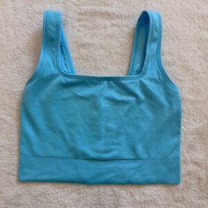 Stylish Blue Athletic Crop Tank Top